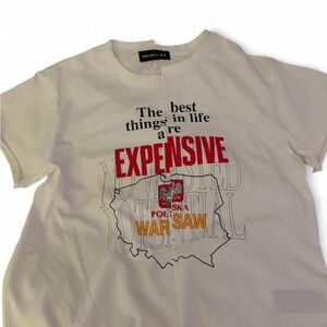 White Graphic Project Grailz T-Shirt with Red and Yellow Print